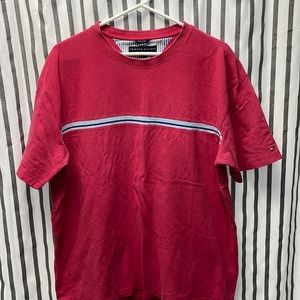 Vintage Tommy Hilfiger t-shirt, good condition , red with blue stripe in middle